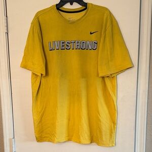 Nike Yellow LIVESTRONG Short Sleeve Graphic Tee with Black Swoosh